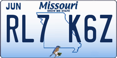 MO license plate RL7K6Z