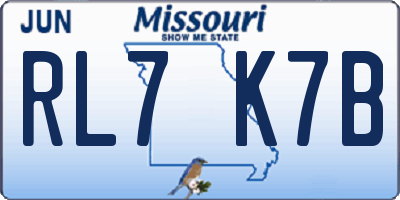 MO license plate RL7K7B