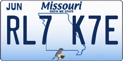 MO license plate RL7K7E