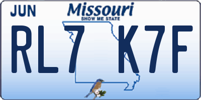 MO license plate RL7K7F