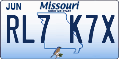 MO license plate RL7K7X
