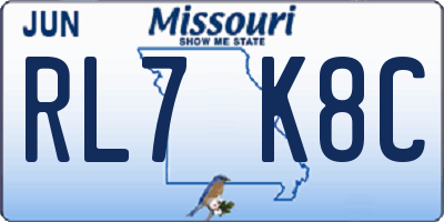 MO license plate RL7K8C