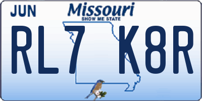 MO license plate RL7K8R