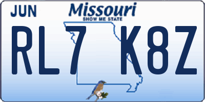 MO license plate RL7K8Z
