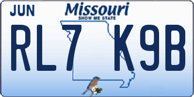 MO license plate RL7K9B
