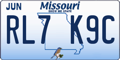 MO license plate RL7K9C