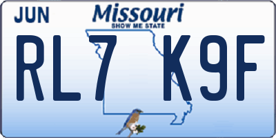MO license plate RL7K9F