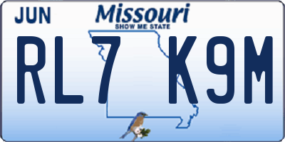 MO license plate RL7K9M
