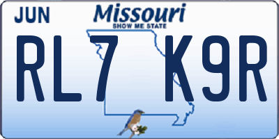 MO license plate RL7K9R