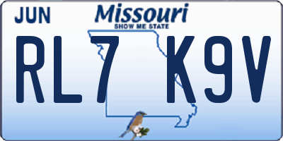 MO license plate RL7K9V