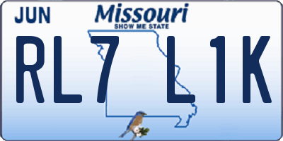 MO license plate RL7L1K
