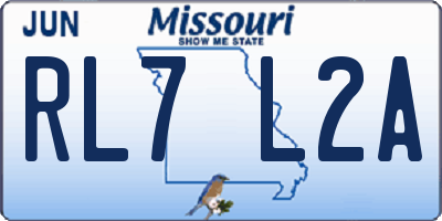 MO license plate RL7L2A