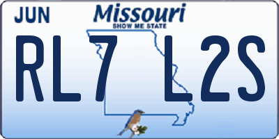 MO license plate RL7L2S