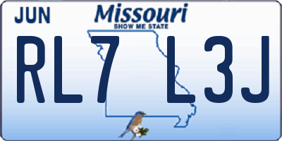 MO license plate RL7L3J