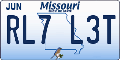 MO license plate RL7L3T