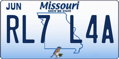 MO license plate RL7L4A
