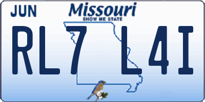 MO license plate RL7L4I