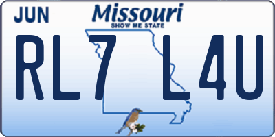 MO license plate RL7L4U