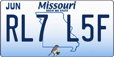 MO license plate RL7L5F