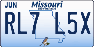 MO license plate RL7L5X