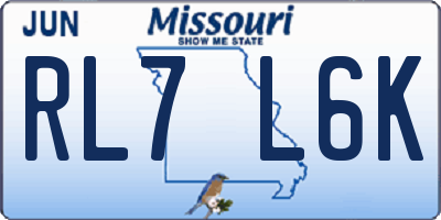 MO license plate RL7L6K
