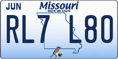 MO license plate RL7L8O