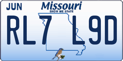 MO license plate RL7L9D
