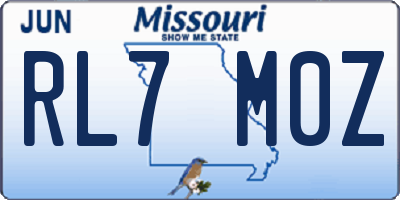 MO license plate RL7M0Z