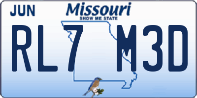 MO license plate RL7M3D