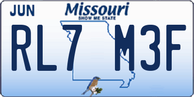 MO license plate RL7M3F