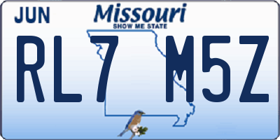 MO license plate RL7M5Z