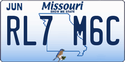 MO license plate RL7M6C