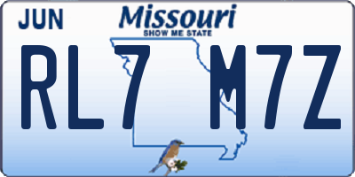 MO license plate RL7M7Z