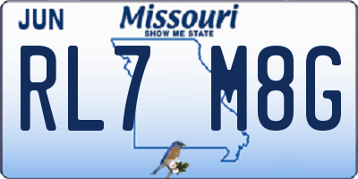 MO license plate RL7M8G
