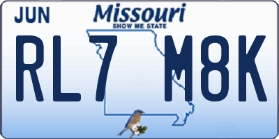 MO license plate RL7M8K