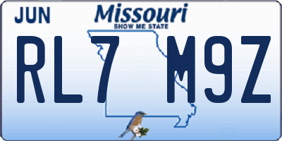 MO license plate RL7M9Z