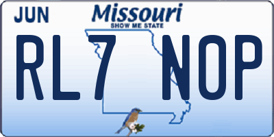 MO license plate RL7N0P