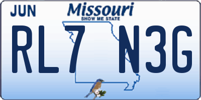 MO license plate RL7N3G