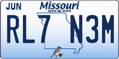 MO license plate RL7N3M