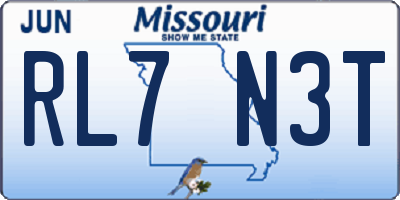 MO license plate RL7N3T