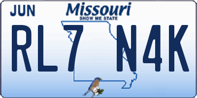 MO license plate RL7N4K