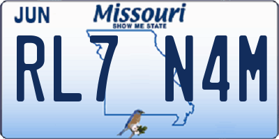 MO license plate RL7N4M