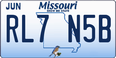MO license plate RL7N5B