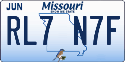 MO license plate RL7N7F