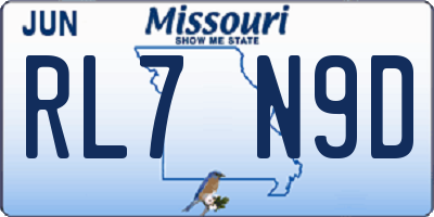 MO license plate RL7N9D