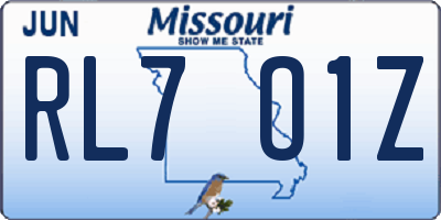 MO license plate RL7O1Z