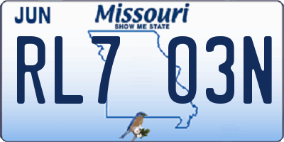MO license plate RL7O3N