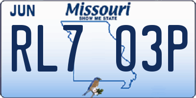 MO license plate RL7O3P