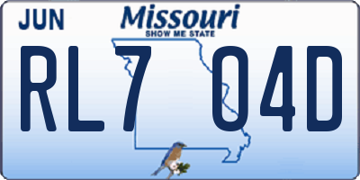 MO license plate RL7O4D