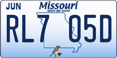 MO license plate RL7O5D